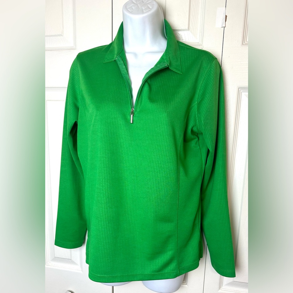BERMUDA SANDS Green Golf Wick Away Technology Performance Jacket 1/4 Quarter Zip